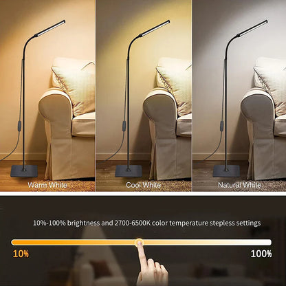 Adjustable LED Floor Lamp: Dimmable Gooseneck Stand Light for Living Room, Bedroom, Office | Indoor Reading & Decoration