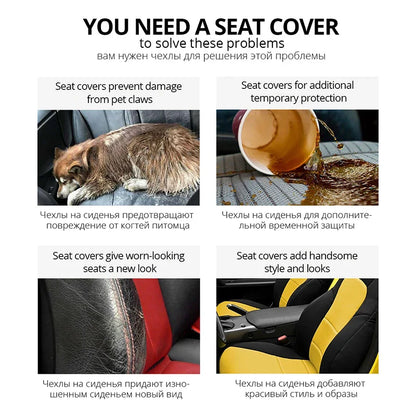 Brand Embroidery Universal Car Seat Cover Set with Organizer – Premium Interior Protection for Golf 4, Citroen C4, IZH 2126, Hyundai i20 & Honda Models