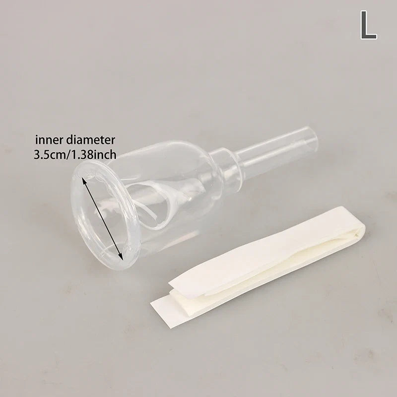 Medical Silicone Male External Catheter - Sterilized Self-Adhesive External Urine Collection Device Sizes S, M & L