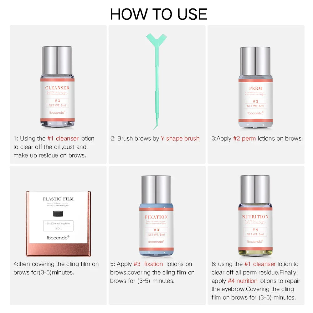 Pro Brow Lift Kit: Perming Eyebrow Lamination with Cling Film - Nutrition Keratin Perming Lotion for Home Use