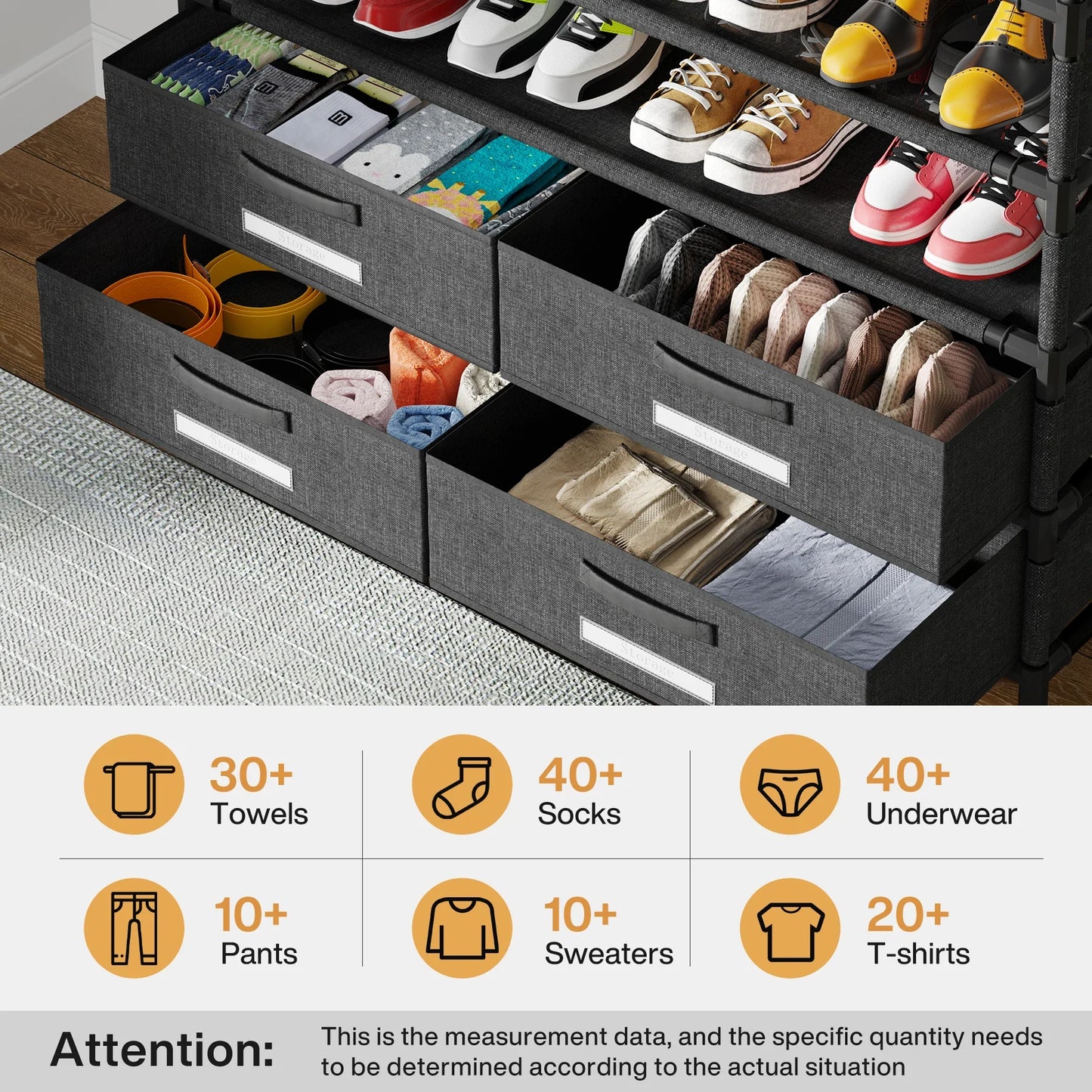 Tribesigns 10-Tier Shoe Rack Organizer – Vertical Shoe Shelf with 4 Drawer Bins, Holds 32 Pairs for Closet & Entryway