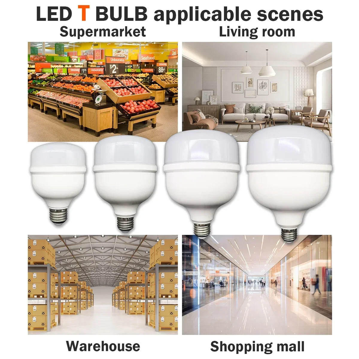1-5PCS 50W Super Bright LED Bulb – 5000LM E27 Lamp for Home & Living Room, AC 110V/220V