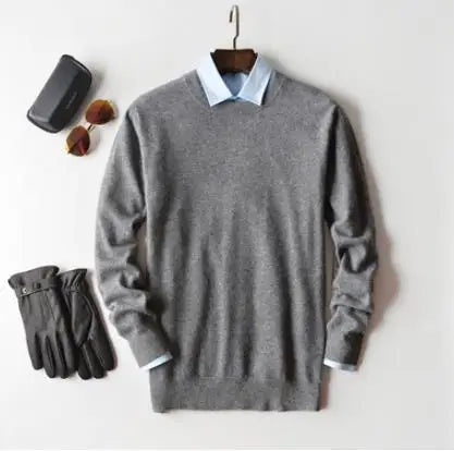 Men's Classic V-Neck Sweater - Cashmere Cotton Blend Warm Autumn Winter Pullover Casual Jumper