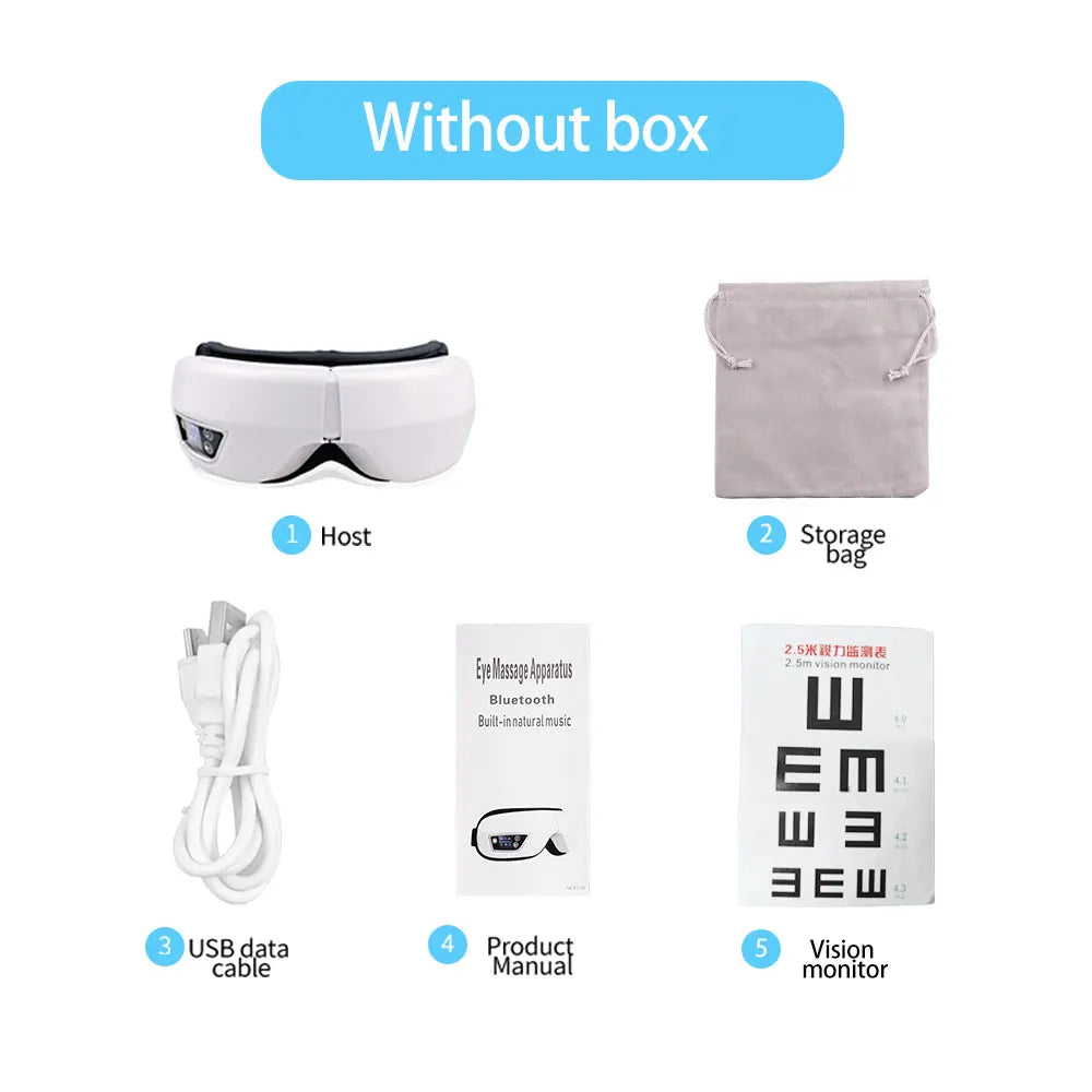 Eye Massage Instrument - Vibration, Airbag Pressure & Hot Compress Eye Massager with Bluetooth Music, Foldable for Fatigue Relief