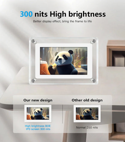 5-Inch Acrylic Digital Photo Frame — Vertical IPS Display, 4GB Memory & 1200mAh Battery | Portable Digital Picture Frame