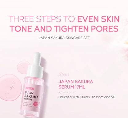 LAIKOU 3pcs Vitamin C & 24K Gold Sakura Skincare Set — Moisturizing Face Cream, Serum & Eye Cream, Anti-Wrinkle Face Care Kit