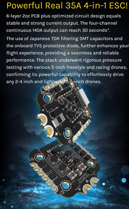 SpeedyBee F405 Mini 20x20 Stack — BLS 35A Flight Controller + BLS 35A Mini V2 4-in-1 ESC for FPV Racing Drones