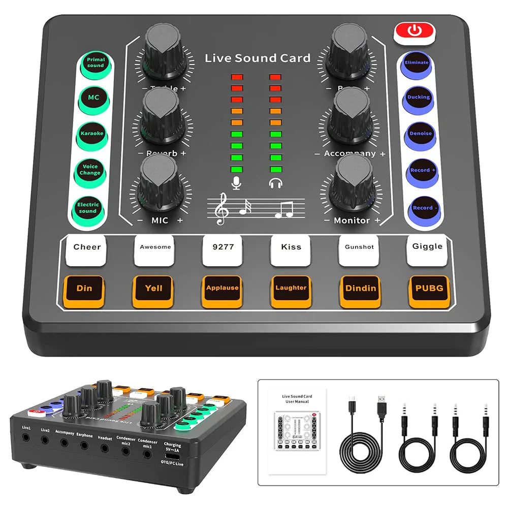 Audio Interface DJ Mixer Sound Card with Effects & Voice Changer for Streaming, Podcasting & Gaming   2/2