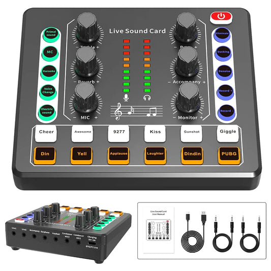 Audio Interface DJ Mixer Sound Card with Effects & Voice Changer for Streaming, Podcasting & Gaming   2/2
