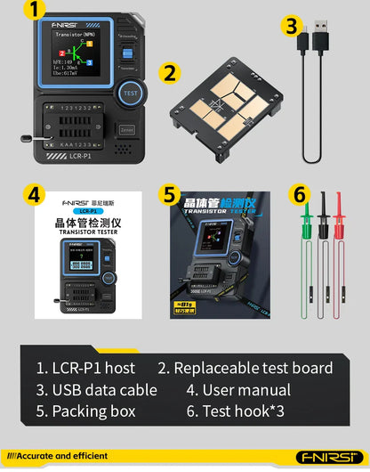 FNIRSI LCR-P1 Multifunctional Transistor Tester & LCR ESR Multimeter for Diodes, Capacitance, Resistance