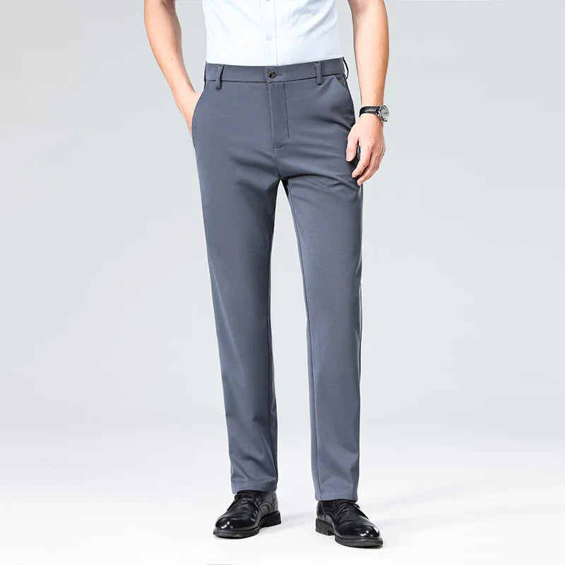 Men's Summer Fashion Suit Pants – Thin Business Casual Elastic Straight Leg Formal Trousers | Plus Size 28-42