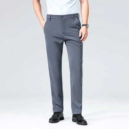 Men's Summer Fashion Suit Pants – Thin Business Casual Elastic Straight Leg Formal Trousers | Plus Size 28-42