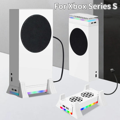 Vertical Stand for Xbox Series S – 3-Speed Cooling Fan with 2 USB Ports, Game Console Holder and Cooling Stand