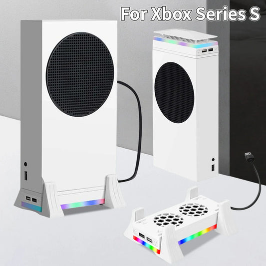 Vertical Stand for Xbox Series S – 3-Speed Cooling Fan with 2 USB Ports, Game Console Holder and Cooling Stand