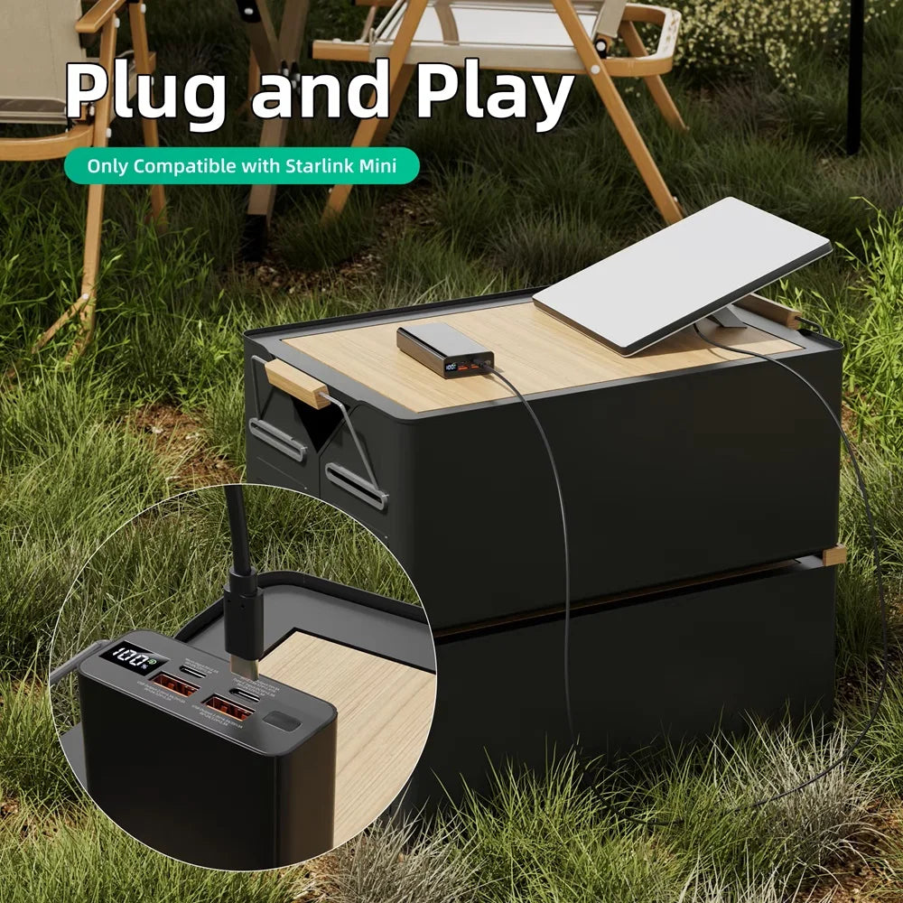 Starlink Mini 2M (6.6ft) DC Power Type-C Replacement Cable – Waterproof Outdoor Barrel Jack Charging Cable