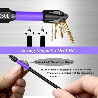 6/12 Pcs Magnetic Screwdriver Bits Set – Phillips & Hex Shank Impact Driver Bits, Non-Slip Shockproof Alloy Steel for Power Tools