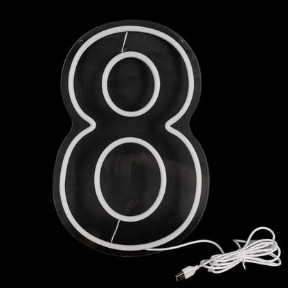 Numbers Neon Sign 0–9 – Acrylic LED Birthday, Wedding & Business Wall Decor with Switch