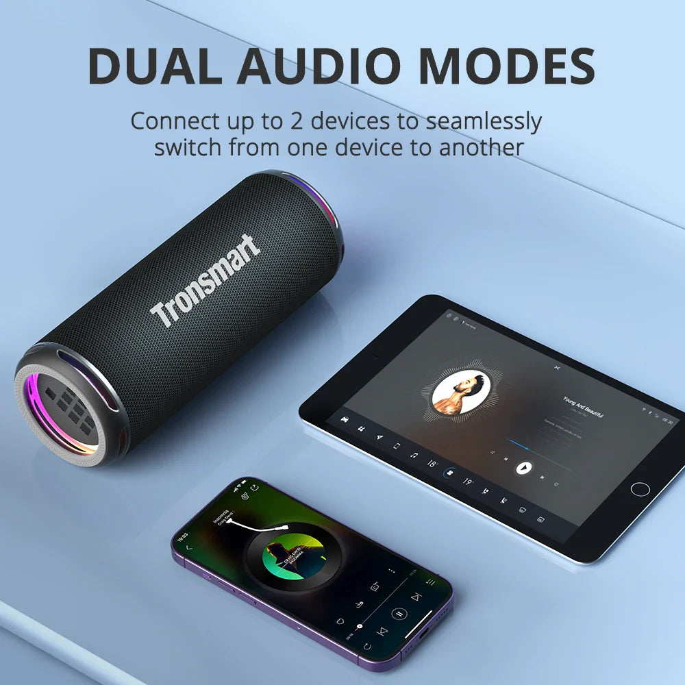 Tronsmart T7 Lite Bluetooth Speaker – Enhanced Bass, 24H Playtime, APP Control, IPX7 Waterproof Portable Speaker for Camping