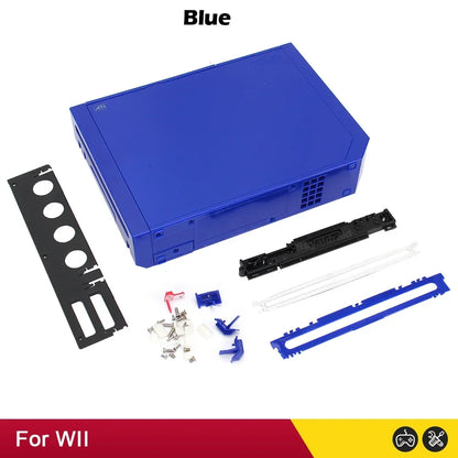 11 Colors Replacement Full Case Cover for Wii Game Console – Black, White, Blue, Transparent Housing Shell with Buttons & Retail Packing