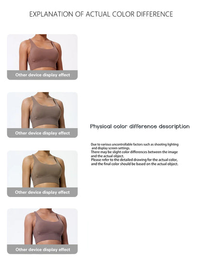 Push-Up Sports Bra for Women – Cross Back Yoga Crop Top, Shockproof Gym Fitness Bra for Running & Workout