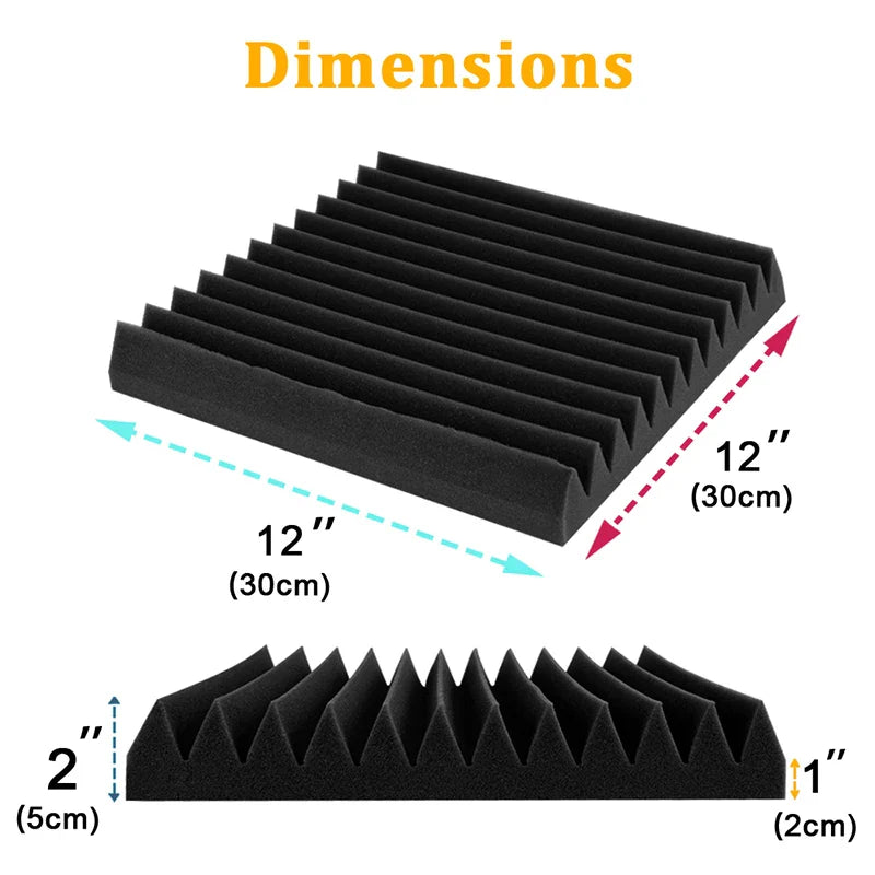 12 Pack Soundproof Foam Panels – Acoustic Sound Absorbing Pads for Studio, KTV, Home & Wall Insulation