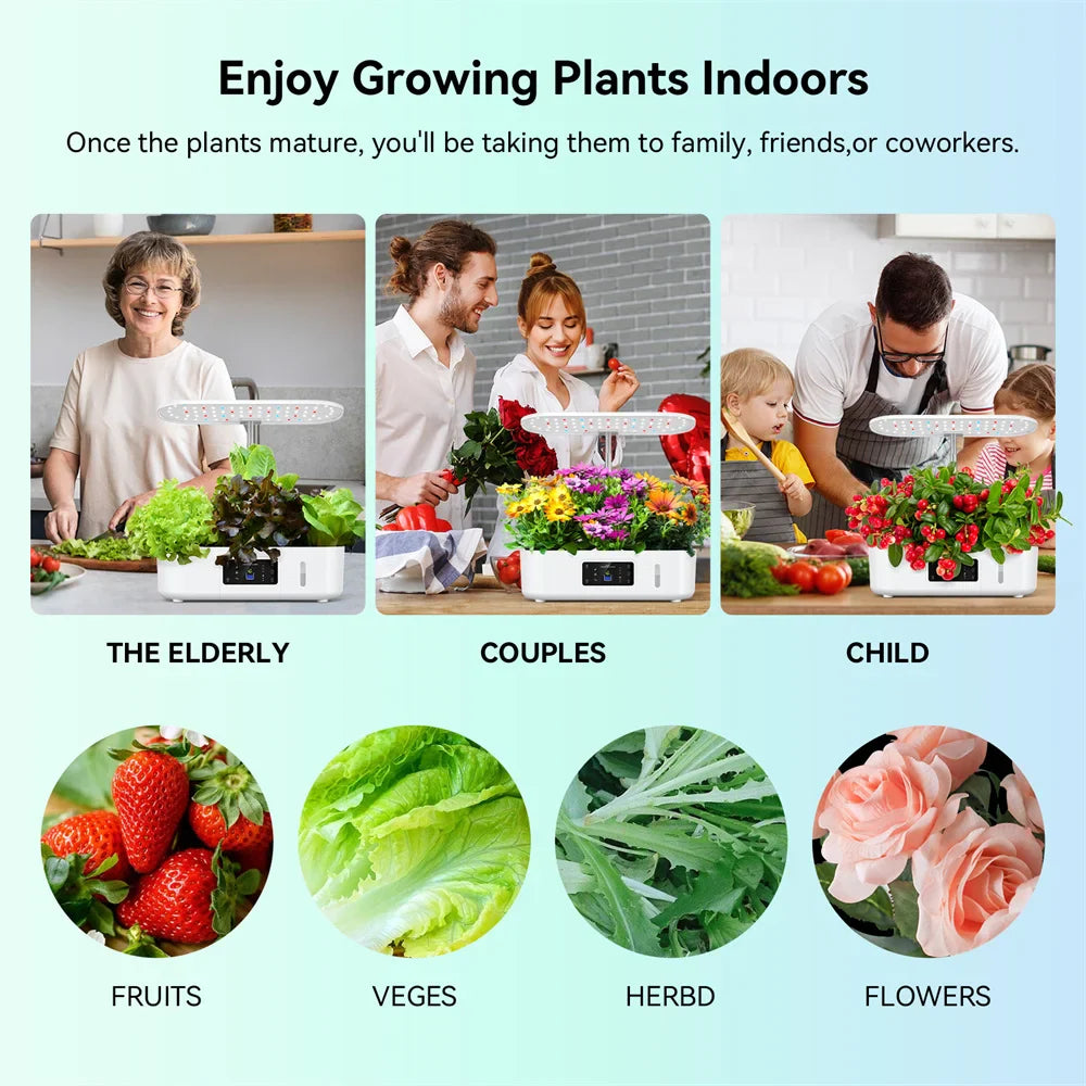 Hydroponics Indoor Herb Garden Kit – LED Grow Light, Quiet Smart Water Pump, Automatic Timer for Easy Plant Growing