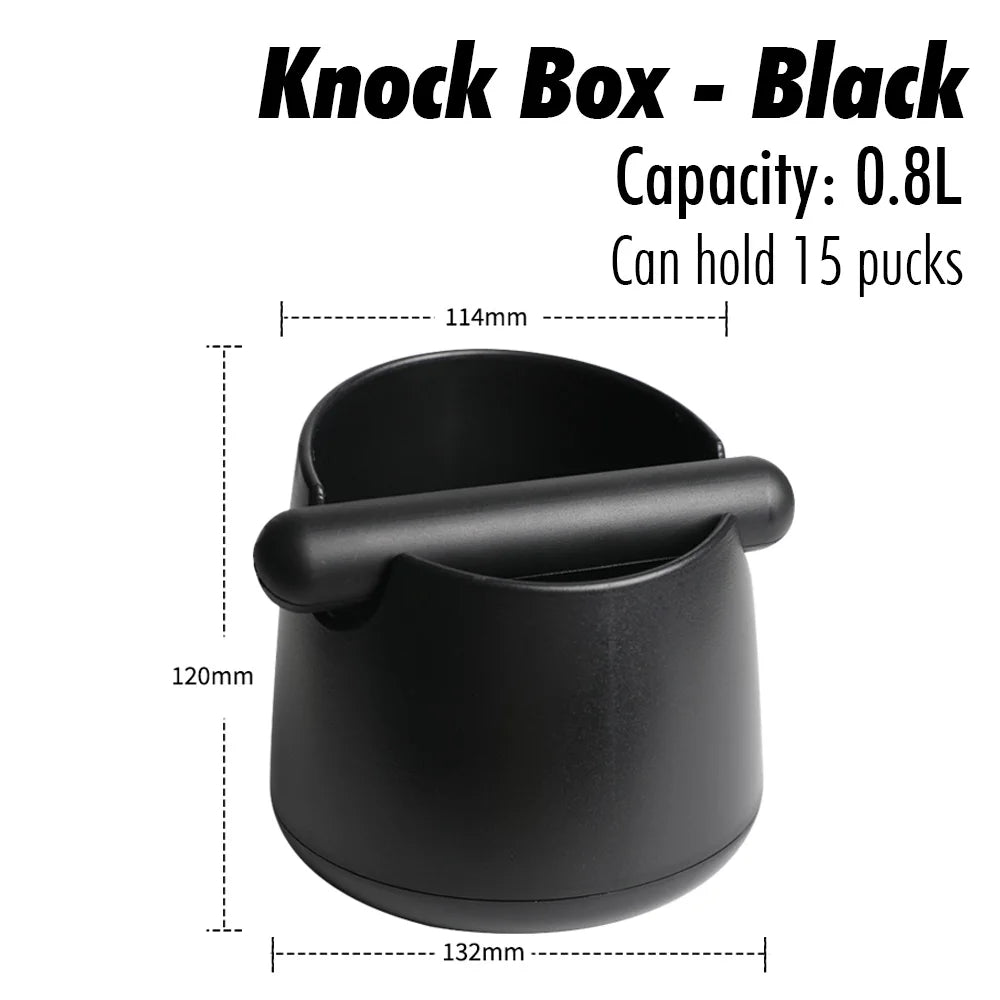 White Coffee Knock Box – 800ML Espresso Grounds Container with Rubber Knock Bar & Anti-Slip Base