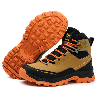 Rotary Buckle Men’s Work Boots – Steel Toe Safety Shoes, Anti-Smash & Puncture-Proof, Sizes 38-47