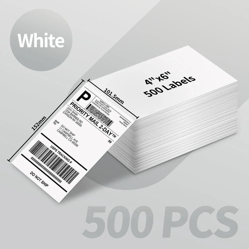 Phomemo 4x6 Thermal Shipping Labels – 500PCS Purple Fanfold Direct Thermal Labels, BPA-Free for Mailing Printer