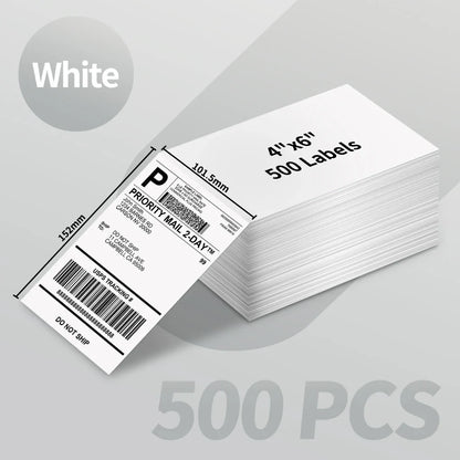 Phomemo 4x6 Thermal Shipping Labels – 500PCS Purple Fanfold Direct Thermal Labels, BPA-Free for Mailing Printer
