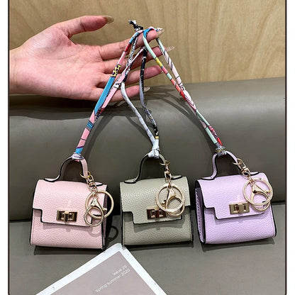 Luxury Mini Headphone Bag – Leather Purse Pendant Keychain for AirPods 2/3/4/Pro 2 and Galaxy Buds 3/3Pro