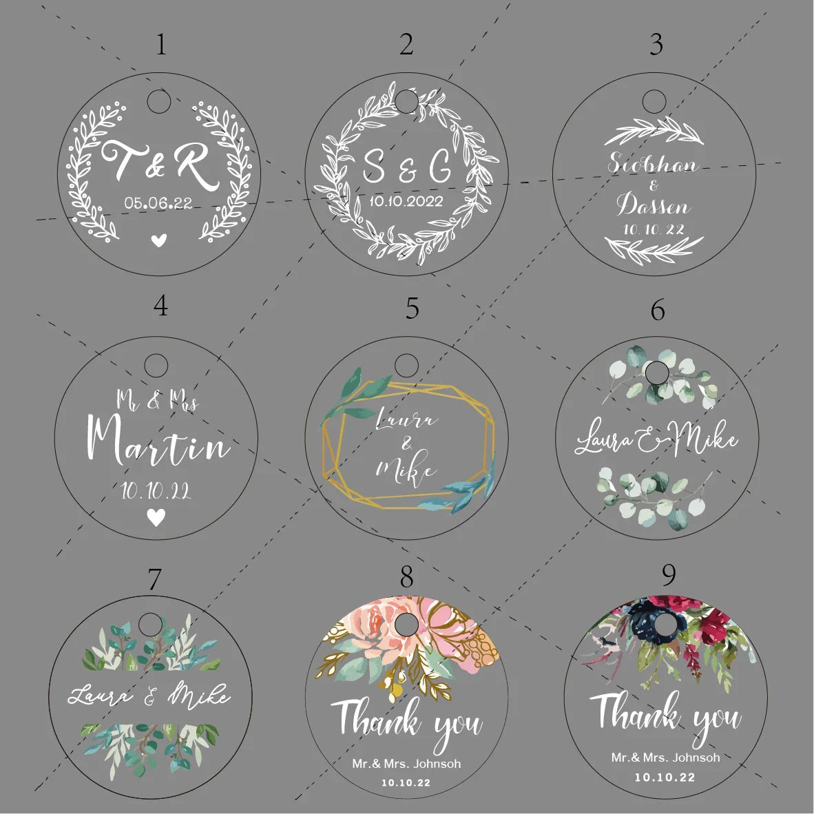 BY49 35mm Kraft & Black Paper Labels – Customizable Name & Date Wedding Decoration Stickers