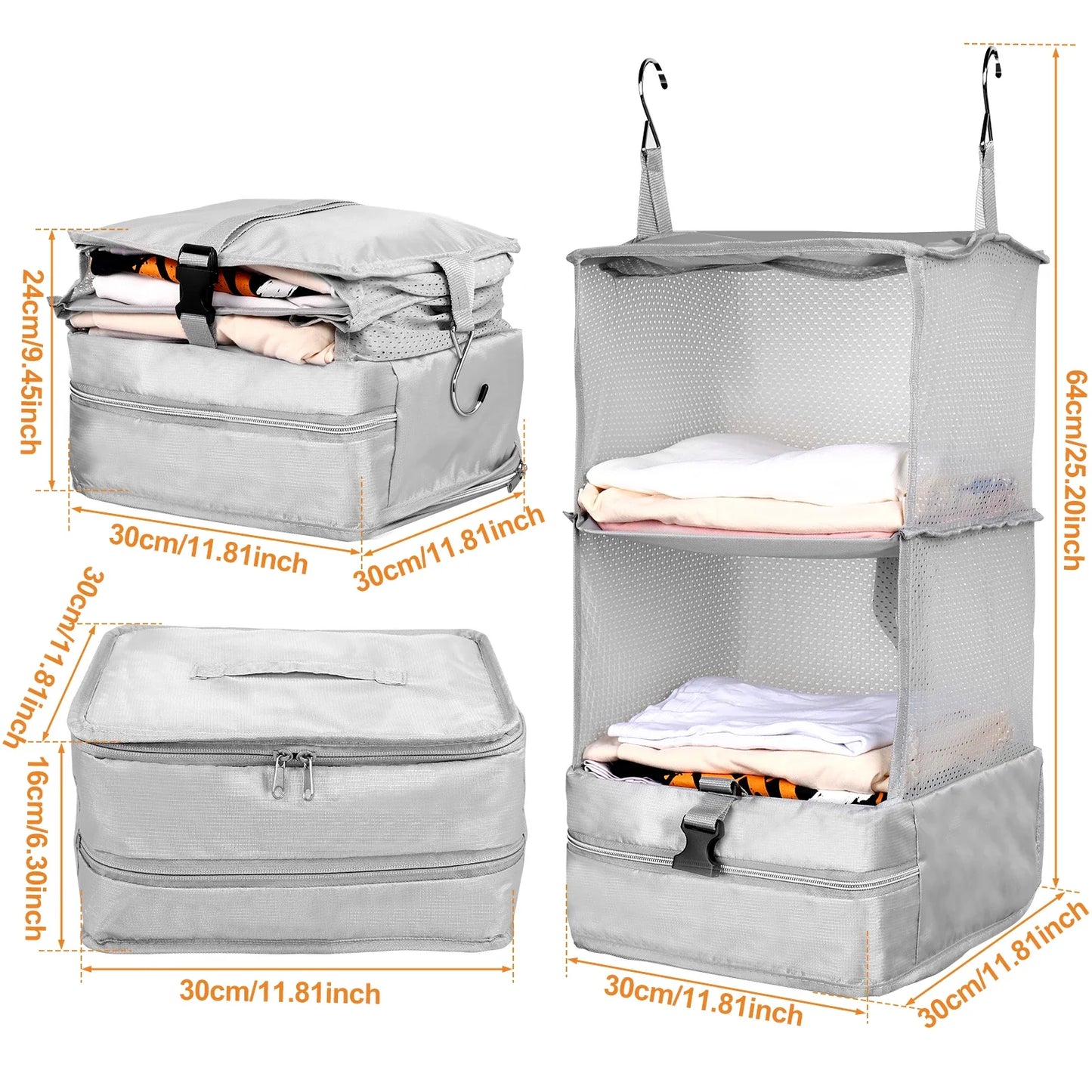 Travel Hanging Luggage Organizer | Large Capacity Foldable Clothes Storage & Garment Bag