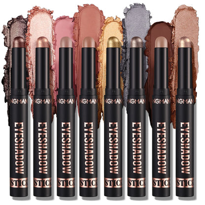 LANGMANNI 16-Color Pearl Waterproof Eyeshadow Stick – Long-Lasting Color & Face Highlight