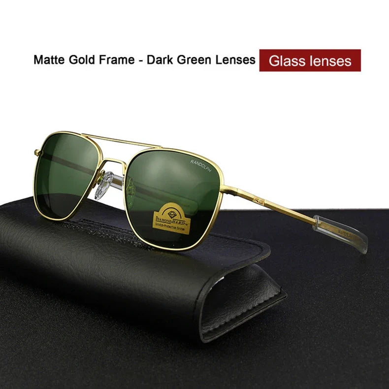 RE Military Aviation Sunglasses — Vintage Titanium Frame Pilot Glasses for Men & Women