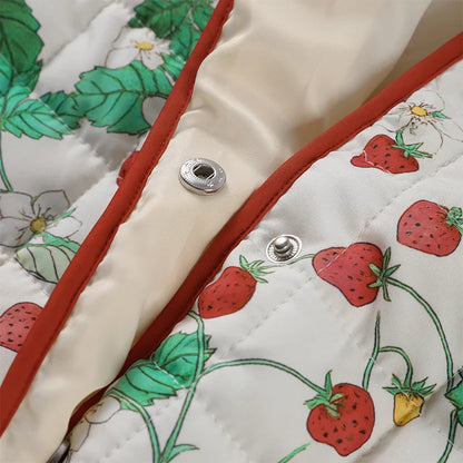 2025 Women’s Printed Quilted Padded Jacket – Collared Cotton Coat with Contrast Piped Pockets, Casual Autumn Outerwear