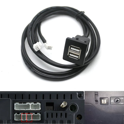 Dual USB Dashboard Mount Panel Extension Cable – 4/6 Pin Shielded Adapter for Car, Truck, Boat, Motorcycle, Android Head Unit
