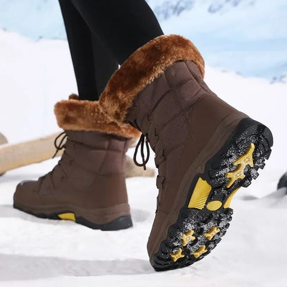 Women’s Waterproof Cotton Snow Boots – Cold-Proof Outdoor Long Boots with Thick Velvet Lining for Warmth