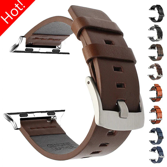 Leather Strap for Apple Watch Ultra 2 – High-Quality Band for 49mm, 45mm, 41mm, Series 6, SE, 5, 4, 44mm, 40mm IWatch