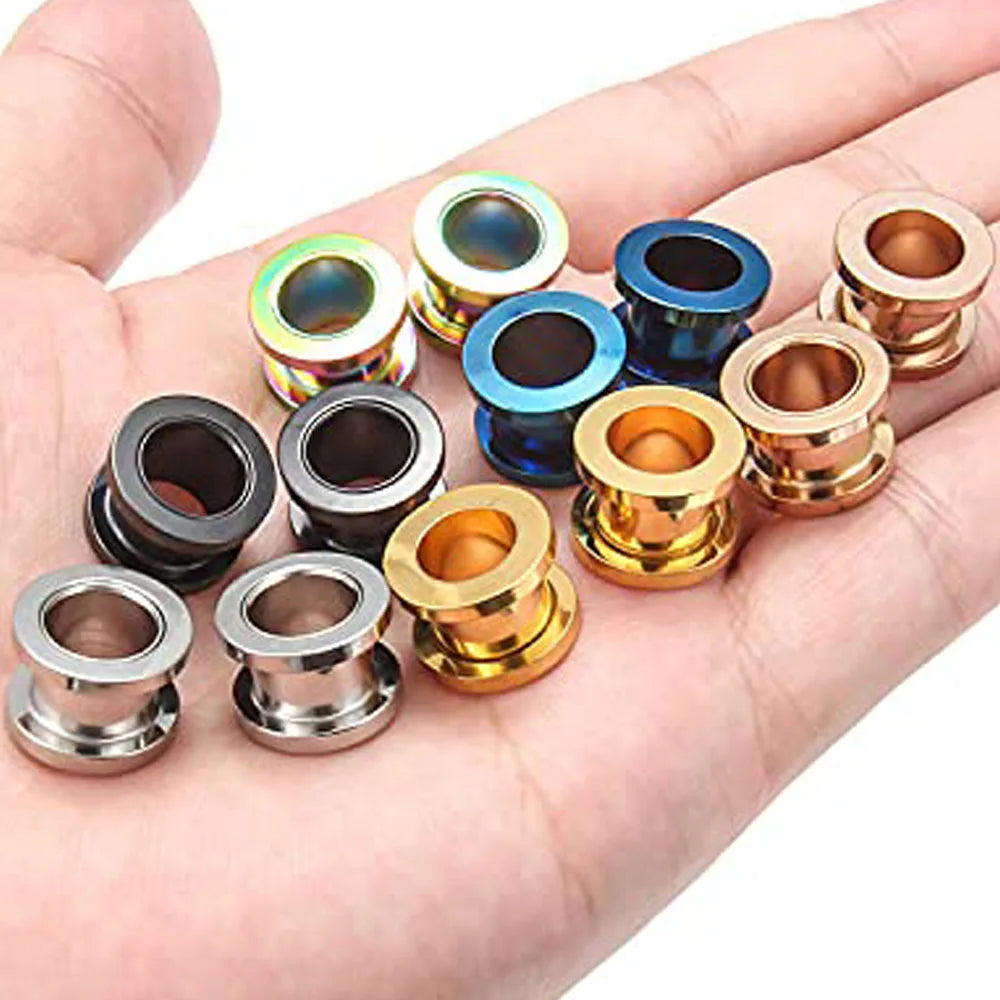 Rose Gold Stainless Steel Ear Plugs & Tunnels - Screw Fit Gauges Body Piercing Jewelry 3mm-20mm