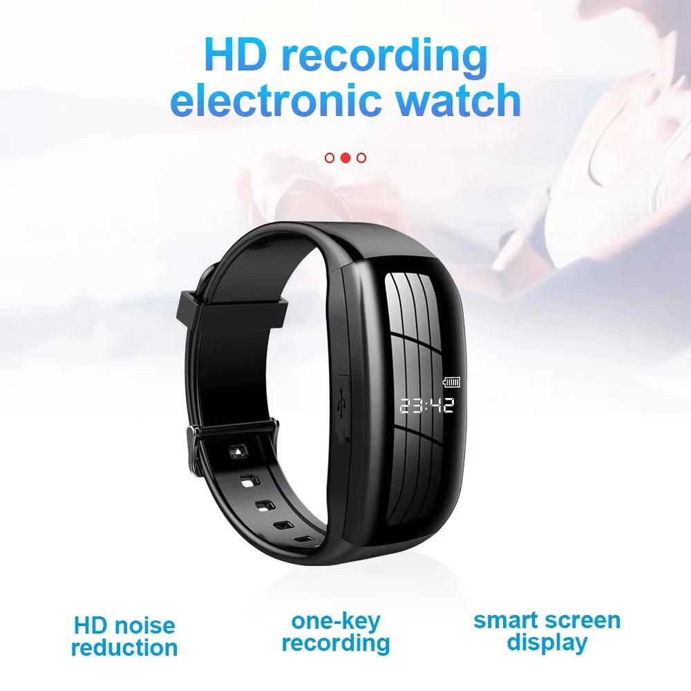 8-256GB Video Mini Camera Watch – Audio Voice Recorder Wristband with USB Flash Drive & Noise Reduction