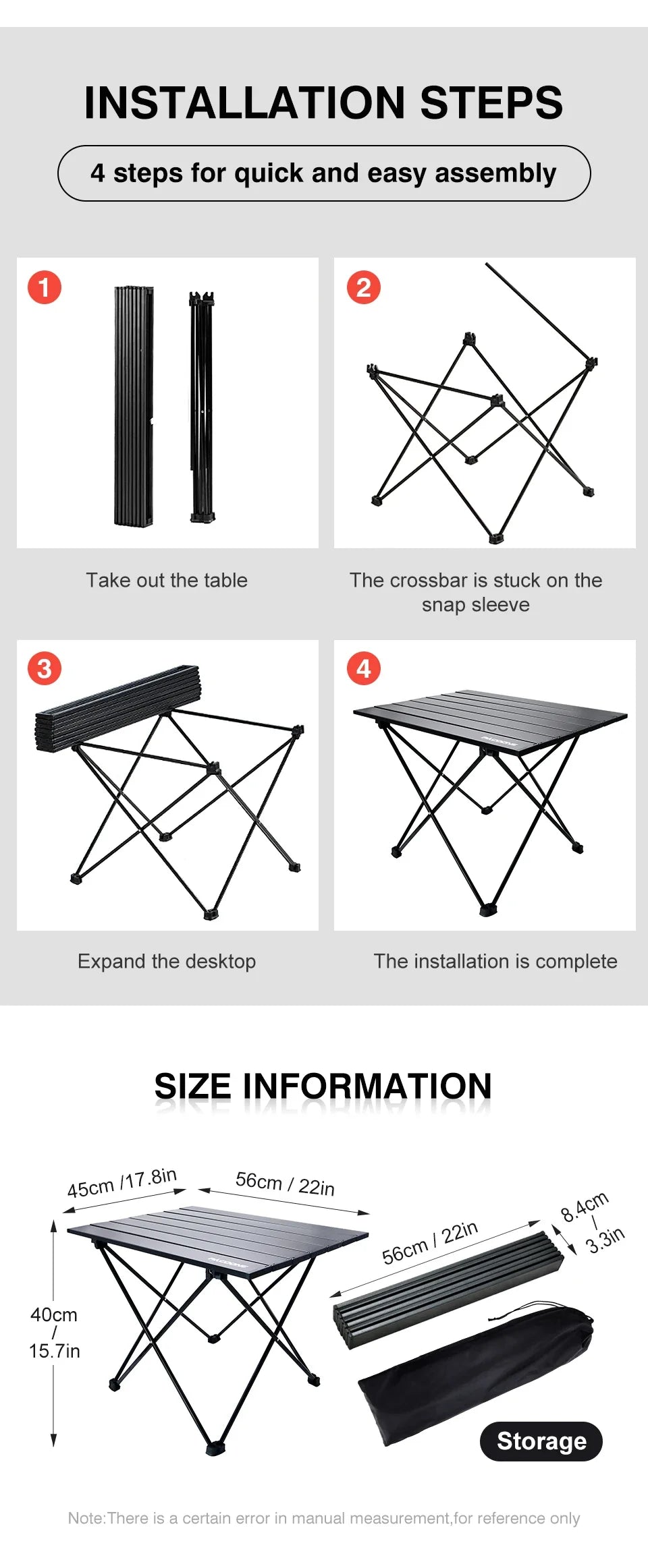 PACOONE Portable Camping Table – Ultralight, Foldable Aluminium Desk for Hiking, BBQ & Picnic