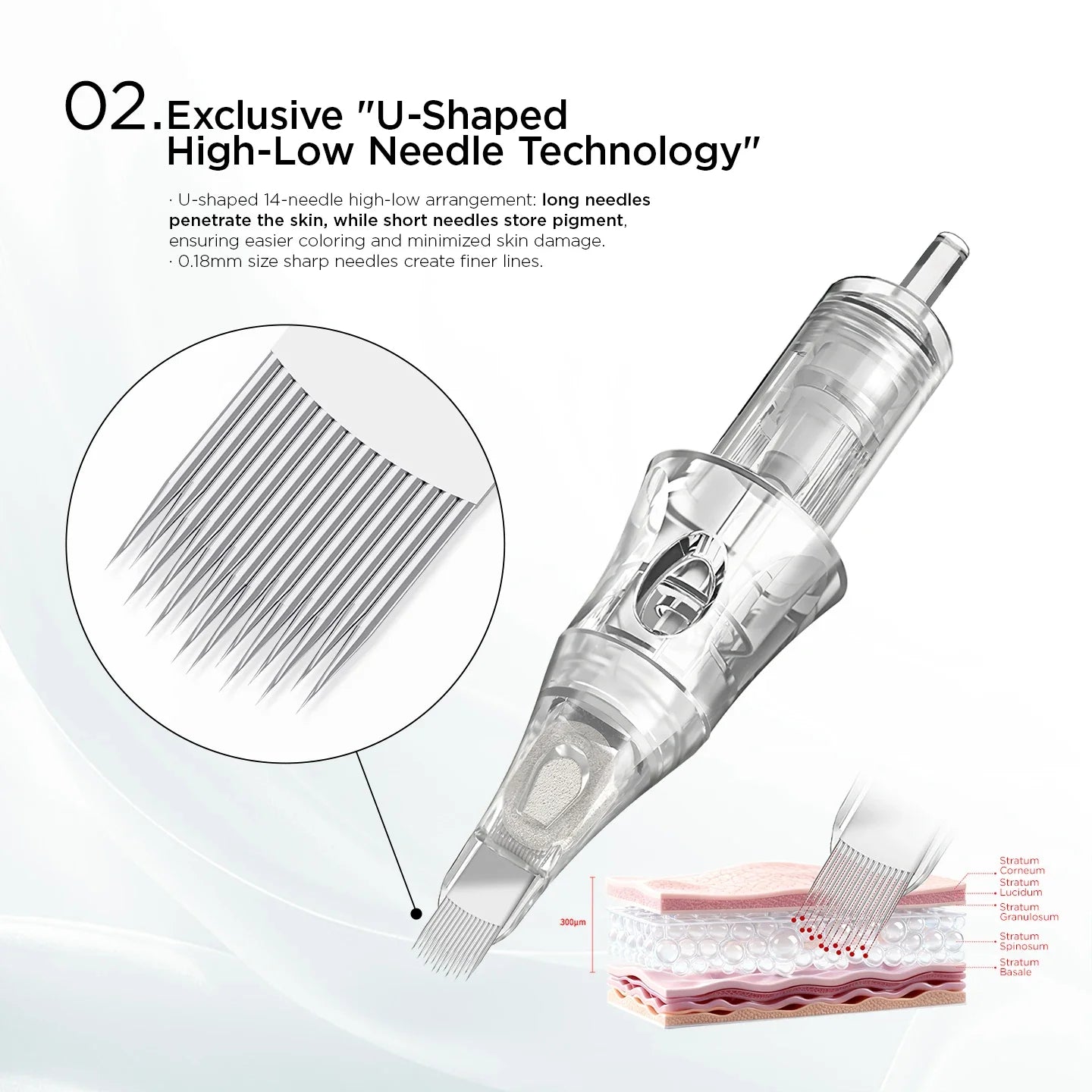 10PCS U14/0.18-ST Universal Tattoo Cartridge Needles with Built-in Sponge – Half-Wall Needles for Eyebrow & Lip Tattoo Machines