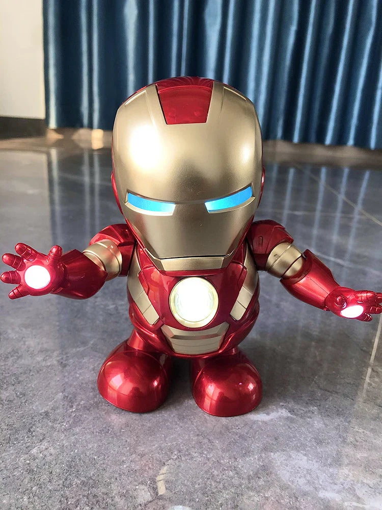 Marvel Iron Man Dance Action Figure – LED Light Singing Robot, Spiderman & Avengers Superhero Toy, Kid’s Christmas Gift