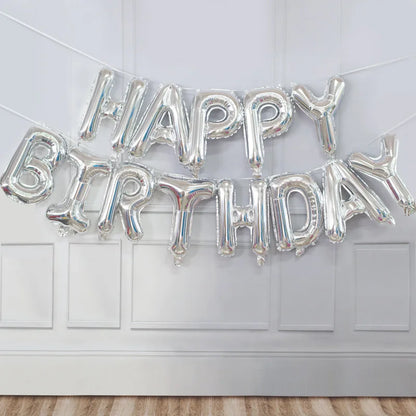 16-Inch Happy Birthday Foil Balloons Set – Pink & Blue Letter Balloons for Birthday Party Decoration