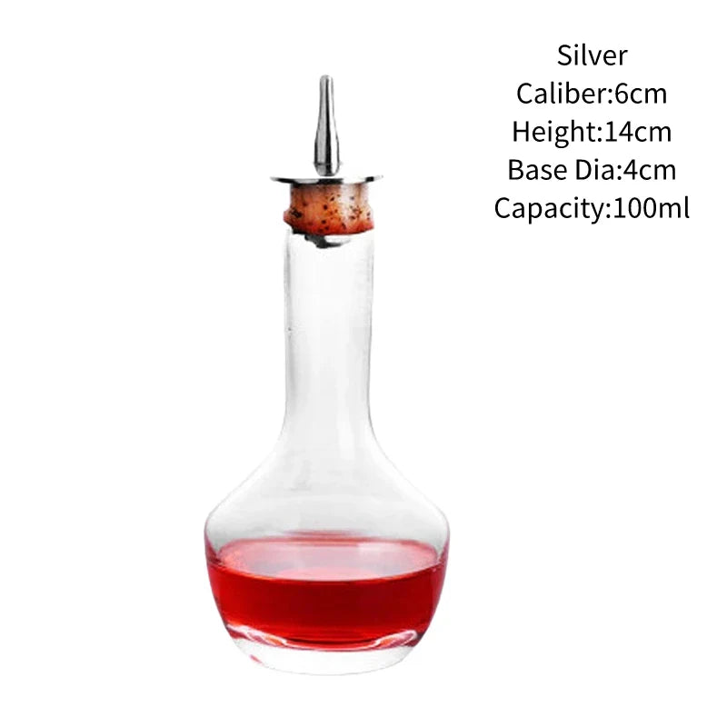 Vintage Glass Cocktail Bitters Bottles — Stainless Steel Cap Seasoning & Bar Accessories for Kitchen & Bartender Use
