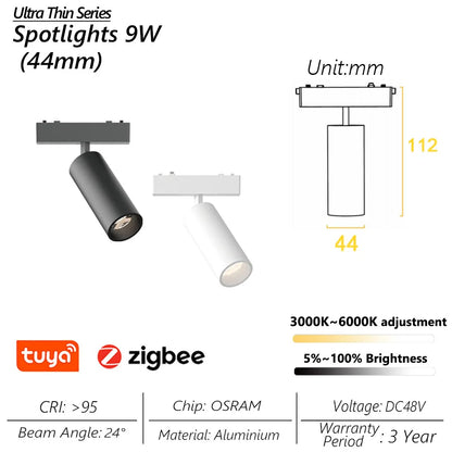 Ultra-Thin 6mm Magnetic Track Light – Dimmable LED Spot Lamp with Smart Tuya Zigbee Gateway
