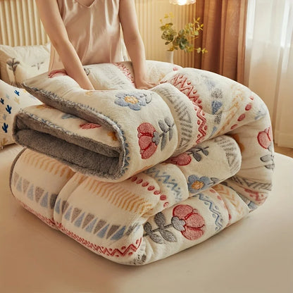Winter Bedding Thick Flannel Fleece Quilt – Warm Comforter for Cold Nights, Bed Duvet & Blanket Set