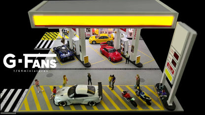 GFans 1:64 Scale Diorama Car Garage Model – LED Lighted Parking Lot DIY City Set for Collection & Display Gifts