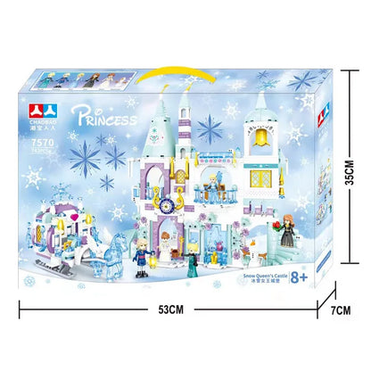 Princess Luxury Ice Castles Playground House Building Blocks Set - Winter Snow Horse Figures Toy for Girls, DIY Gift